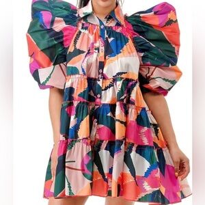 Love Highlight Balloon Sleeve Dress